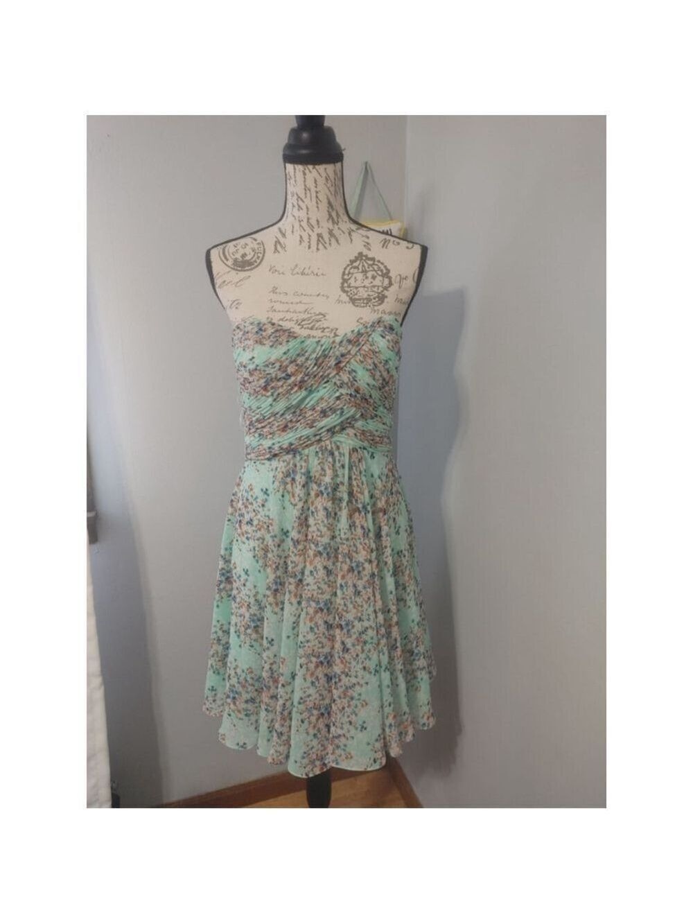Women's Allure Bridals 1437 Knee length Sprapless Dress Size 12 Mint Floral